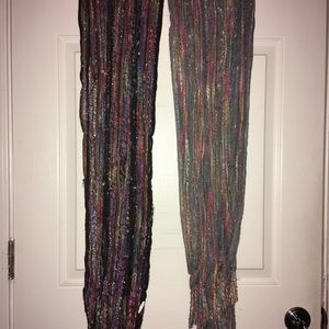 1 multi colored grey, 1 multi colored black scarf